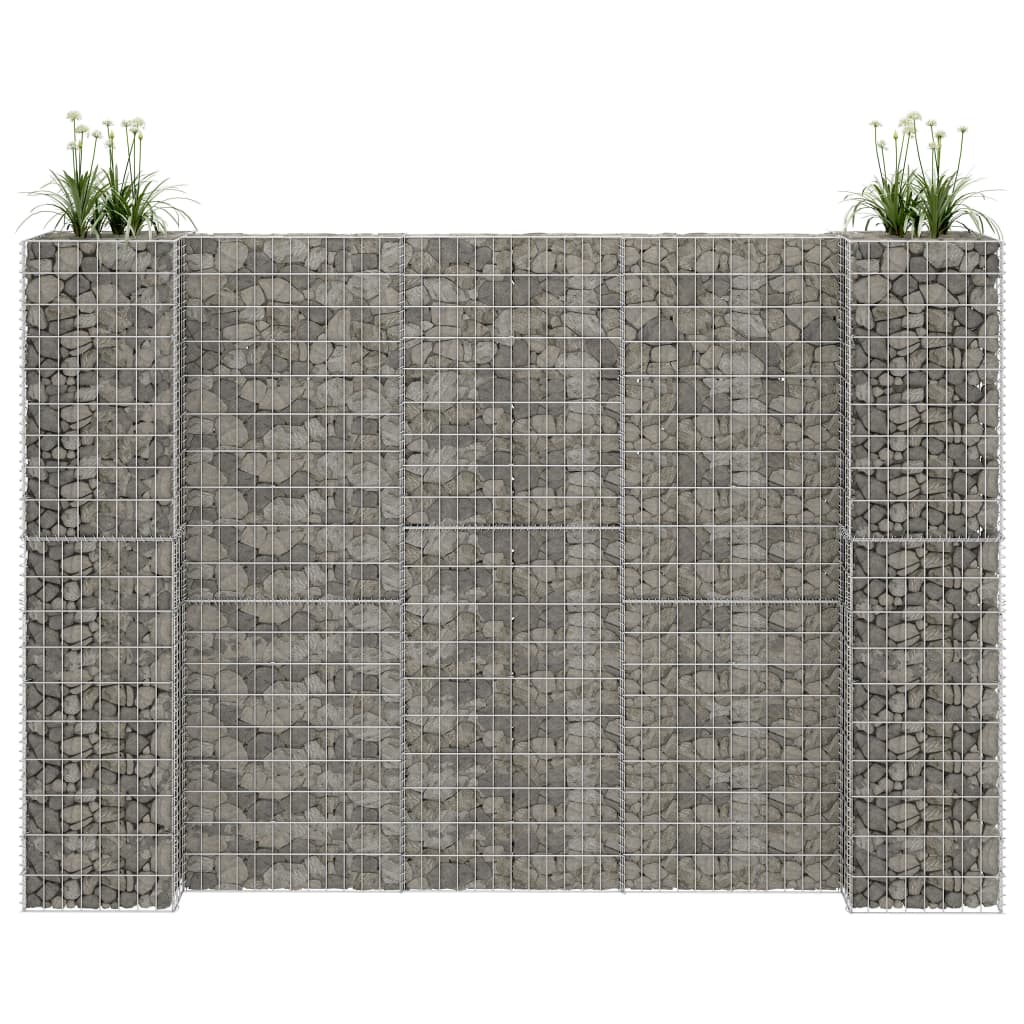 H-shaped gabion planter, steel wire, 260x40x100 cm