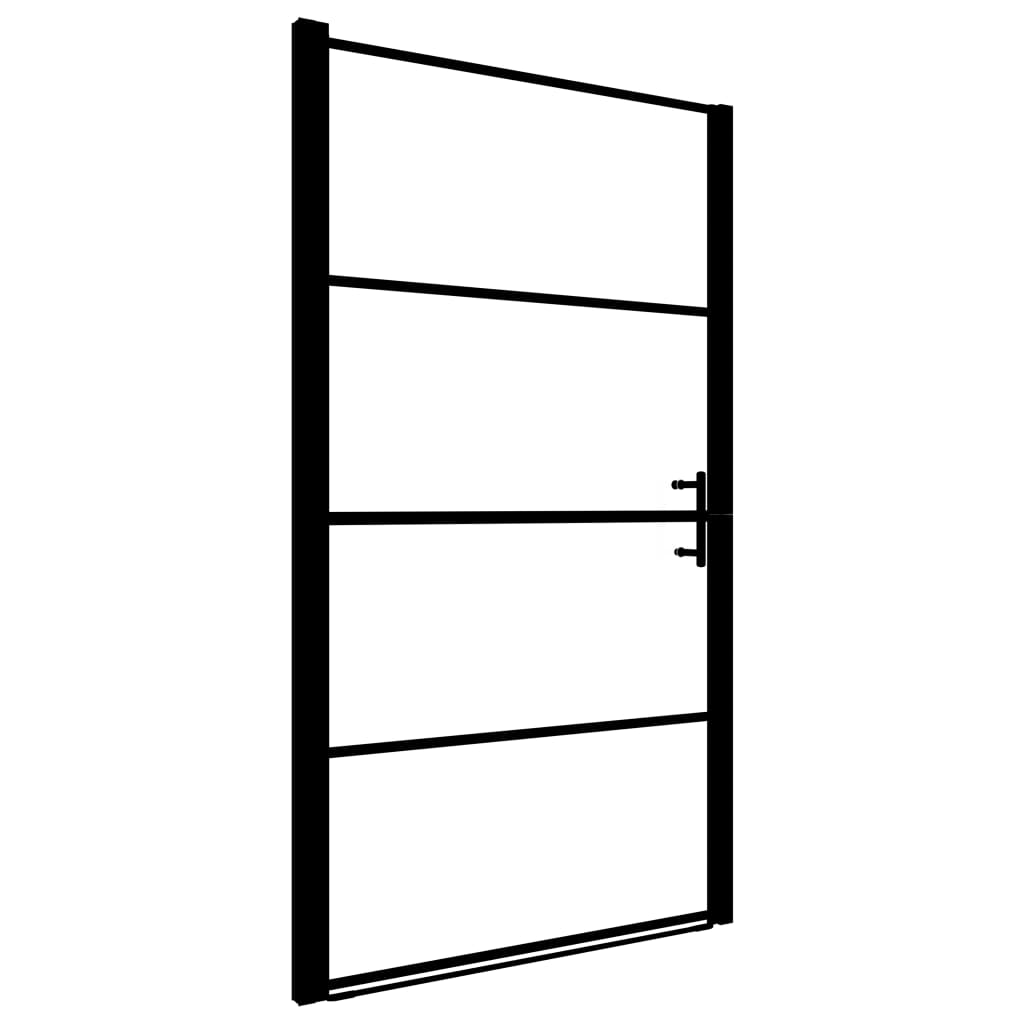 Puerta de ducha de vidrio templado negro 81x195 cm