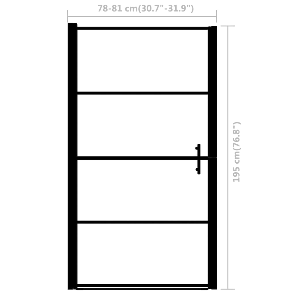 Puerta de ducha de vidrio templado negro 81x195 cm