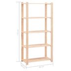 Estantería almacenaje 5 niveles madera pino maciza 250 kg