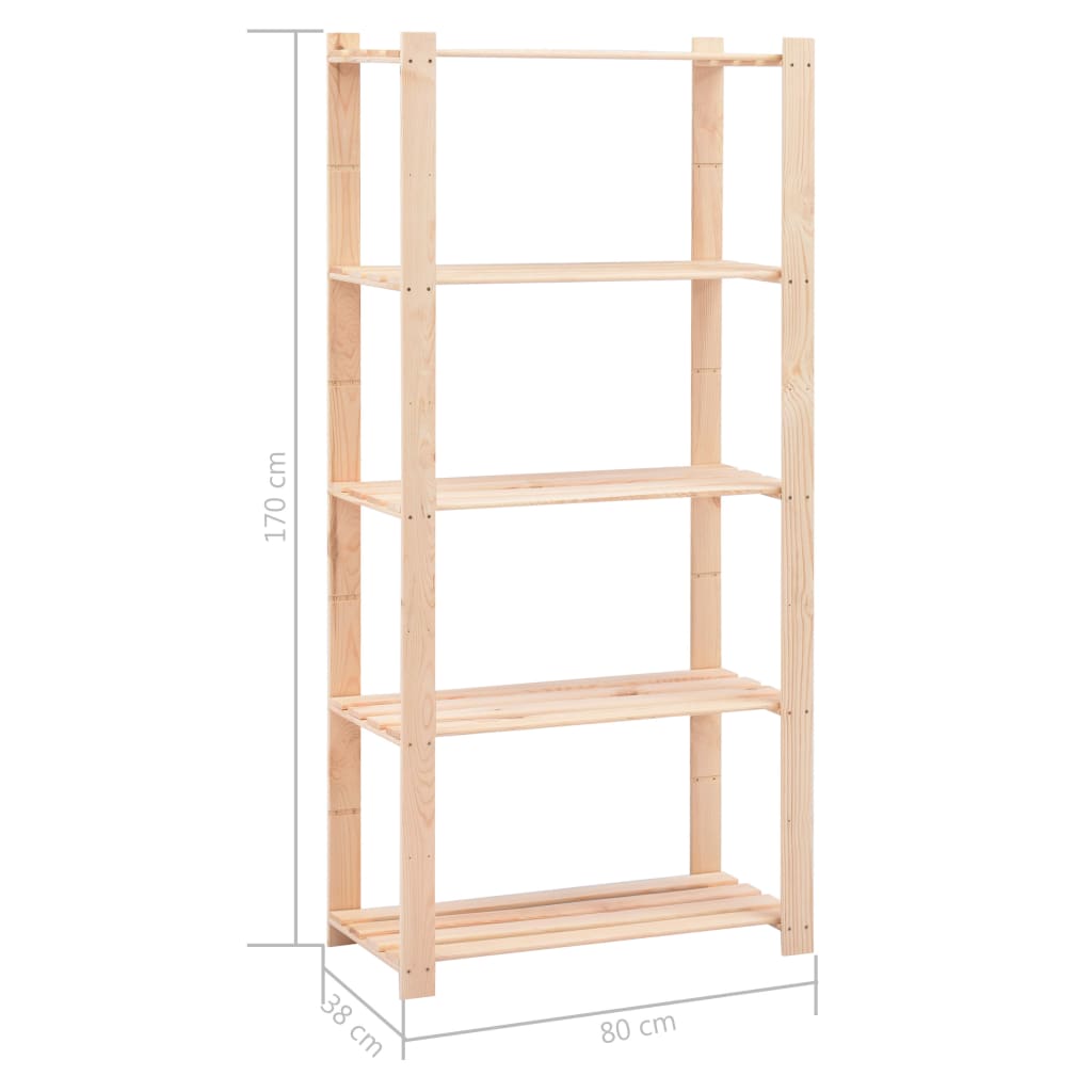 Estantería almacenaje 5 niveles madera pino maciza 250 kg