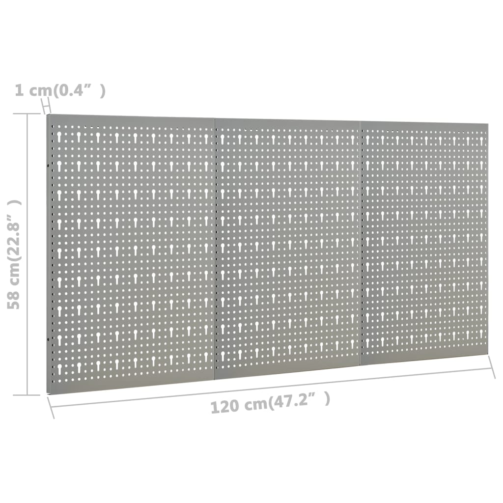 Tableros de clavijas para pared 3 unidades acero 40x58 cm