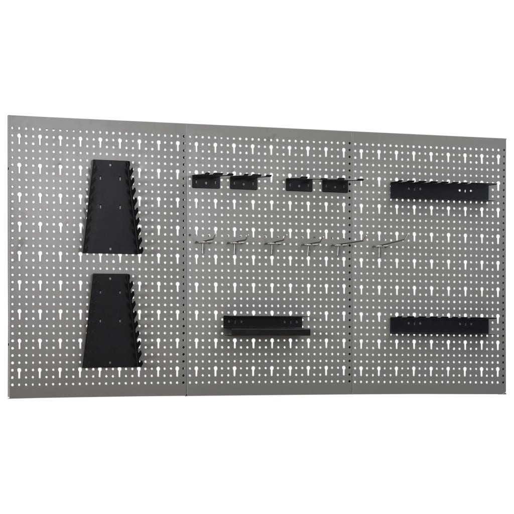 Tableros de clavijas para pared 3 unidades acero 40x58 cm