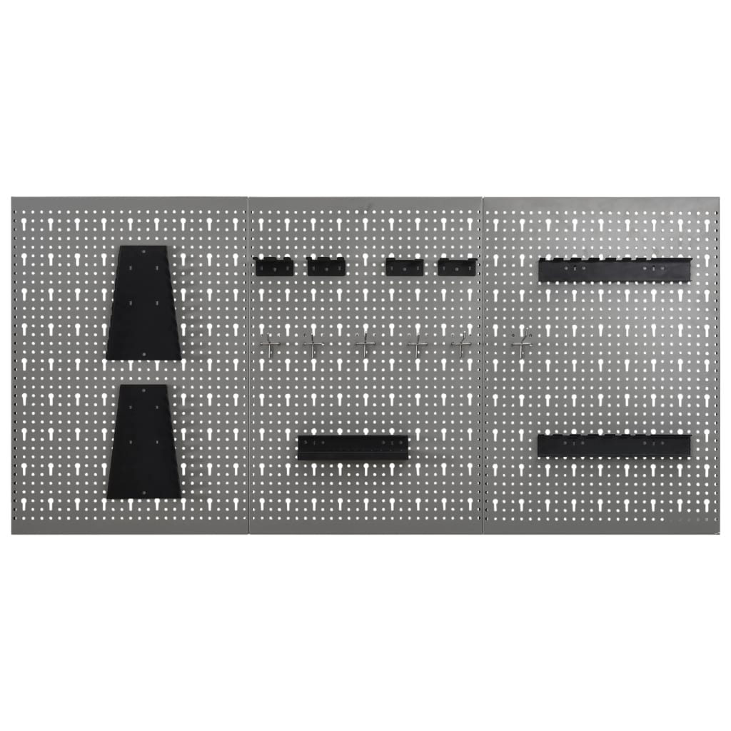 Tableros de clavijas para pared 3 unidades acero 40x58 cm