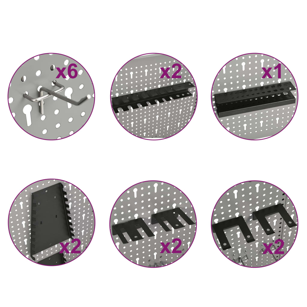 Tableros de clavijas para pared 3 unidades acero 40x58 cm