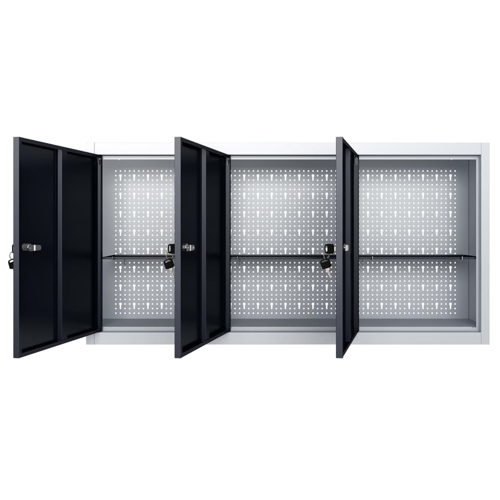 Armario de herramientas de pared industrial metal gris y negro