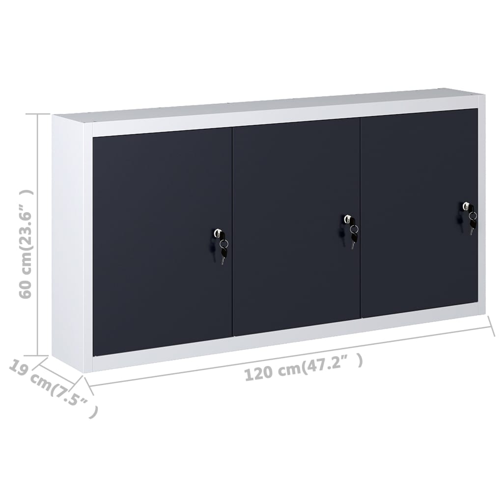 Armario de herramientas de pared industrial metal gris y negro