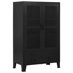 Armario oficina indutrial puertas malla acero negro 75x40x120cm