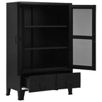 Armario oficina indutrial puertas malla acero negro 75x40x120cm