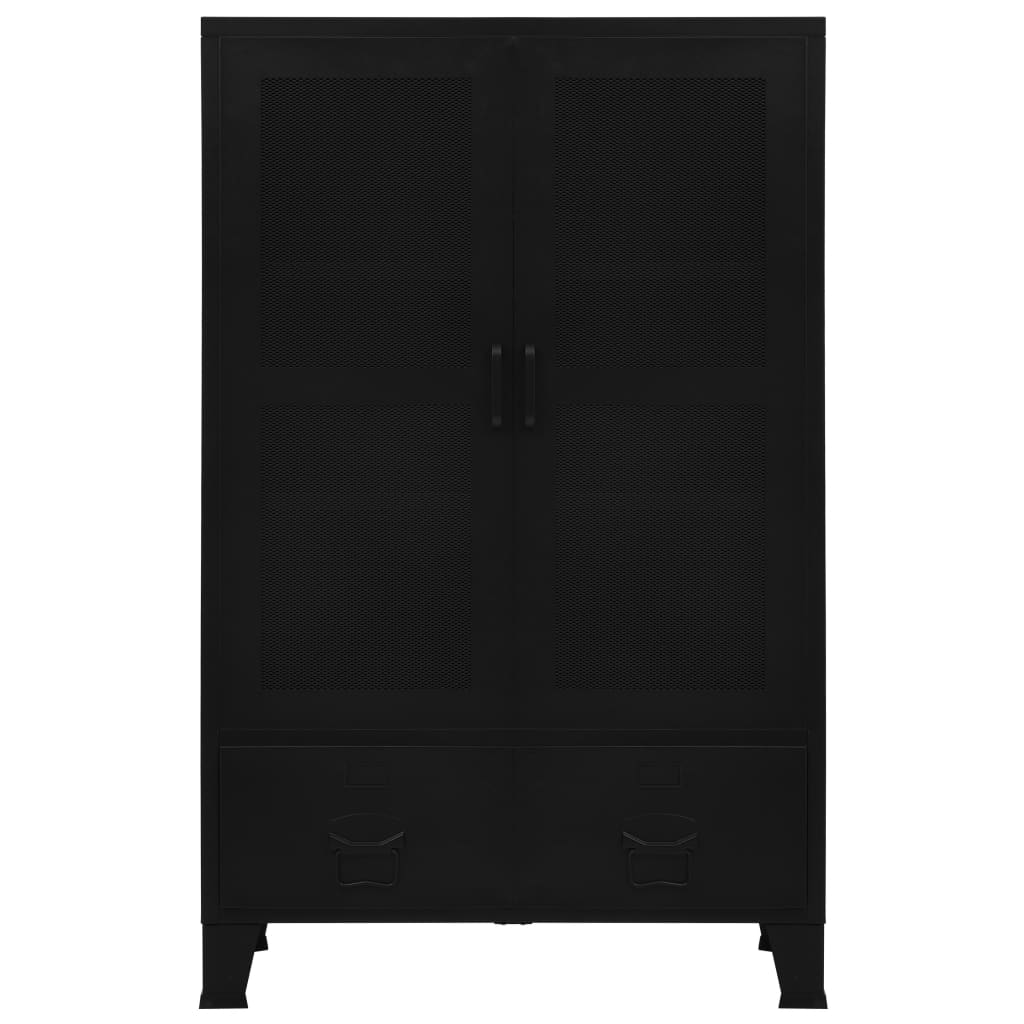 Armario oficina indutrial puertas malla acero negro 75x40x120cm
