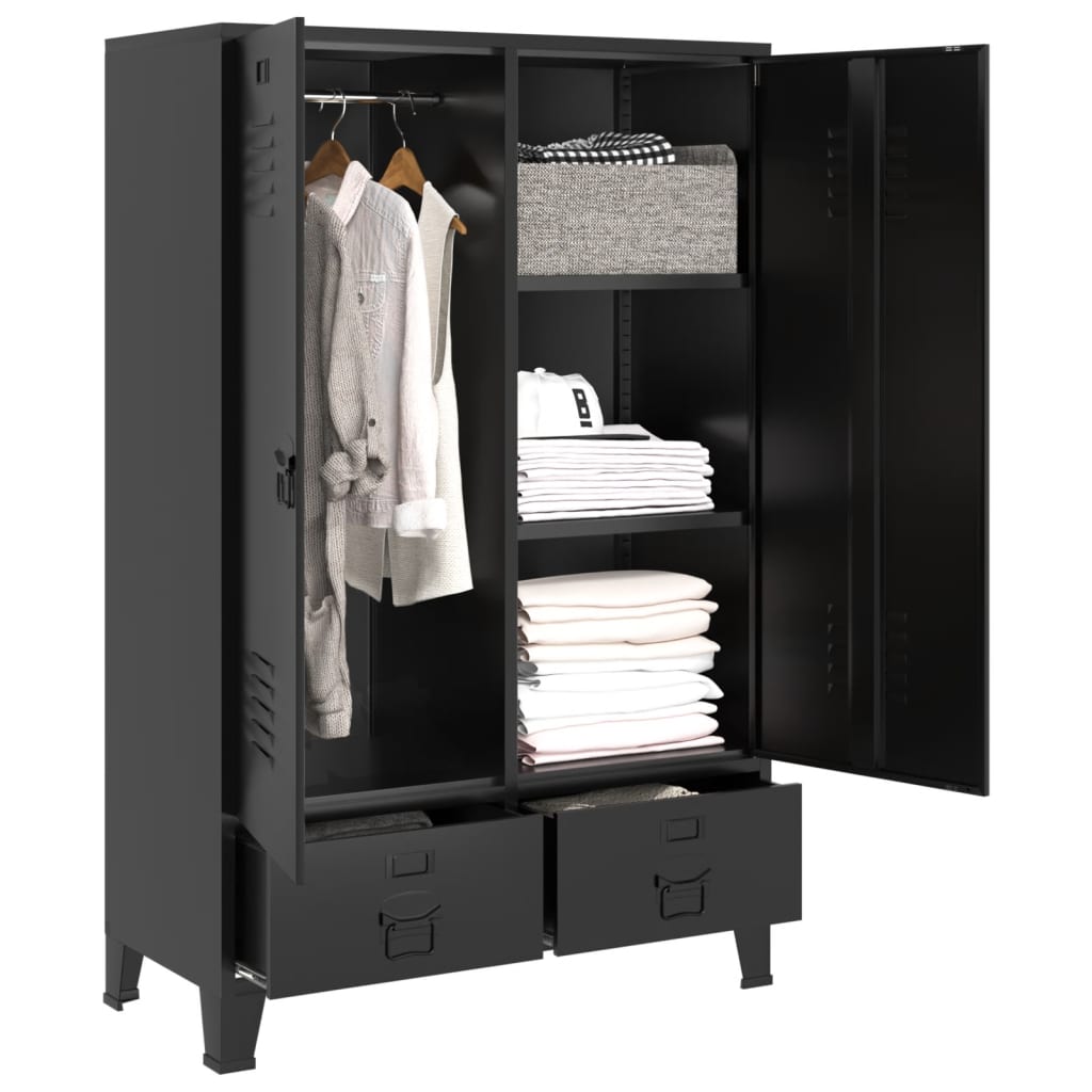 Armario industrial de acero negro 90x40x140 cm