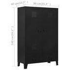 Armario industrial de acero negro 90x40x140 cm