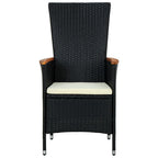 Set comedor jardín 9 pzas ratán sintético y madera acacia negro