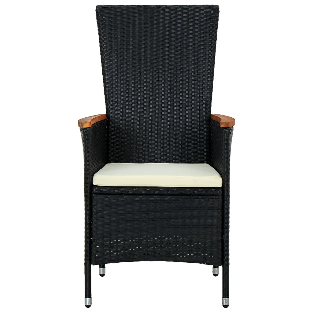 Set comedor jardín 9 pzas ratán sintético y madera acacia negro