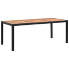 Set comedor jardín 9 pzas ratán sintético y madera acacia negro