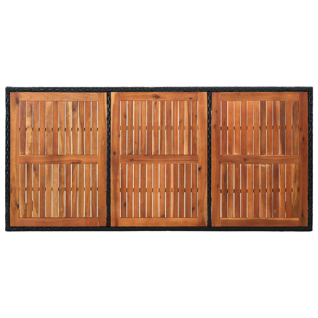 Set comedor jardín 9 pzas ratán sintético y madera acacia negro