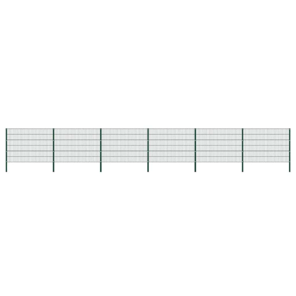 Fence panel with iron posts 1040x120 cm green