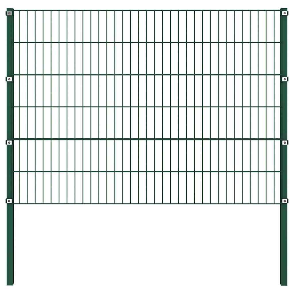 Fence panel with iron posts 1040x120 cm green