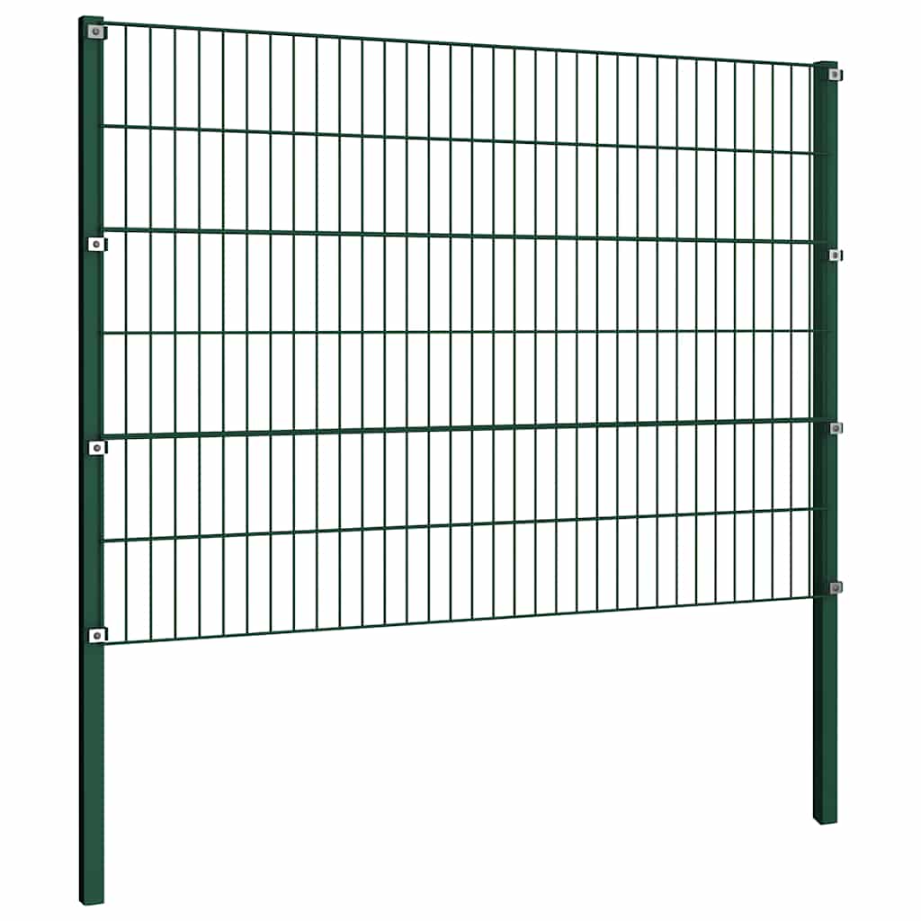 Fence panel with iron posts 1040x120 cm green