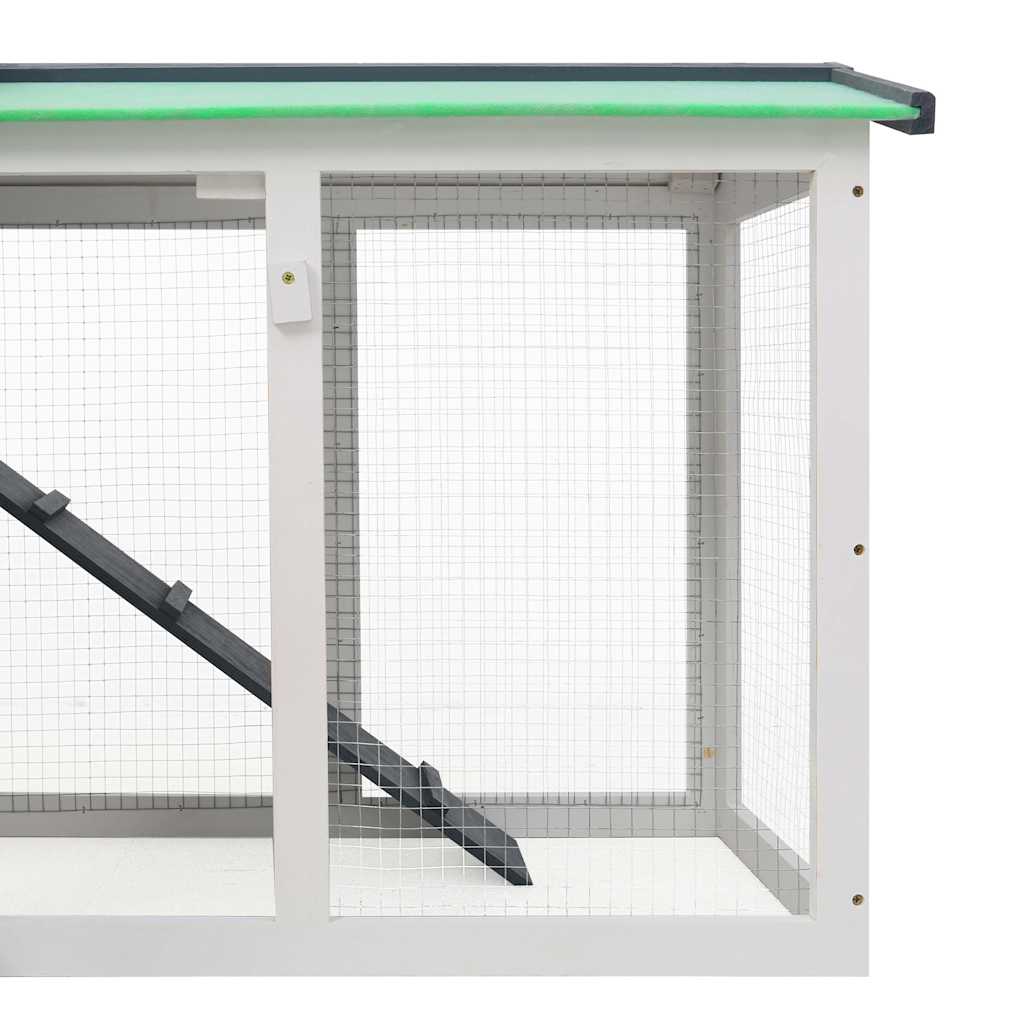 Jaula de animales grande madera gris y blanco 145x45x84 cm