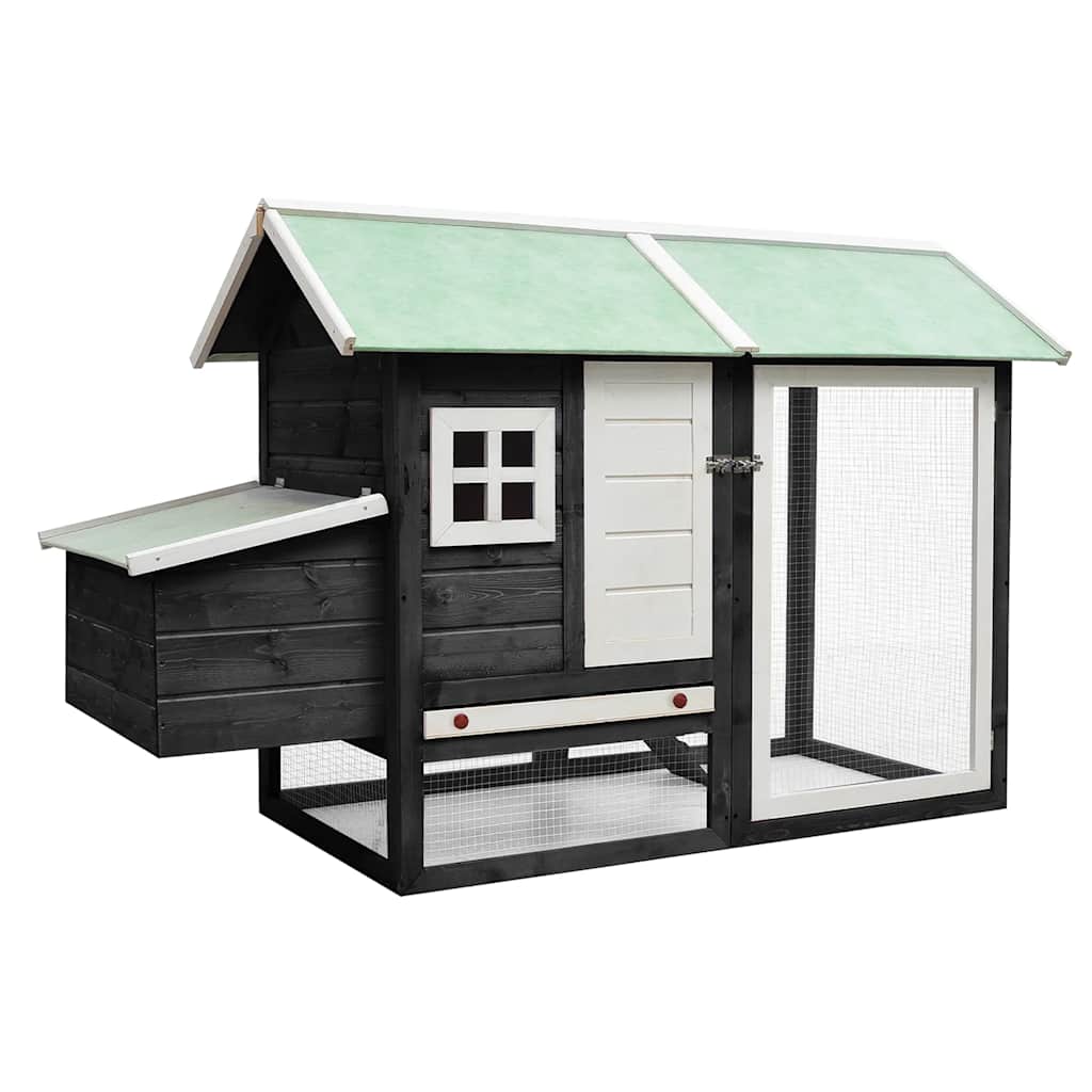 Gallinero madera maciza de pino y abeto gris 170x81x110 cm