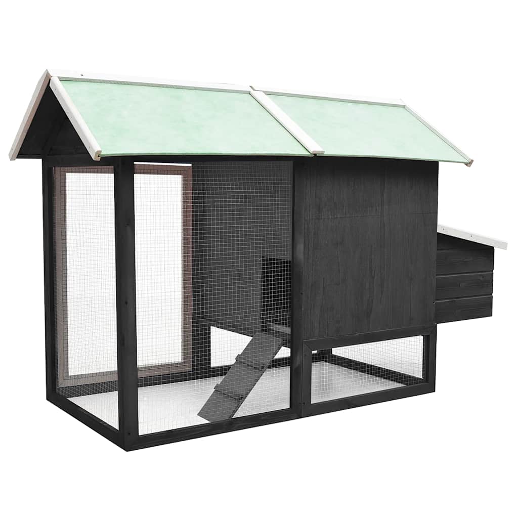 Gallinero madera maciza de pino y abeto gris 170x81x110 cm