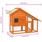 Conejera madera maciza de abeto 140x63x120 cm