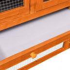Conejera madera maciza de abeto 140x63x120 cm