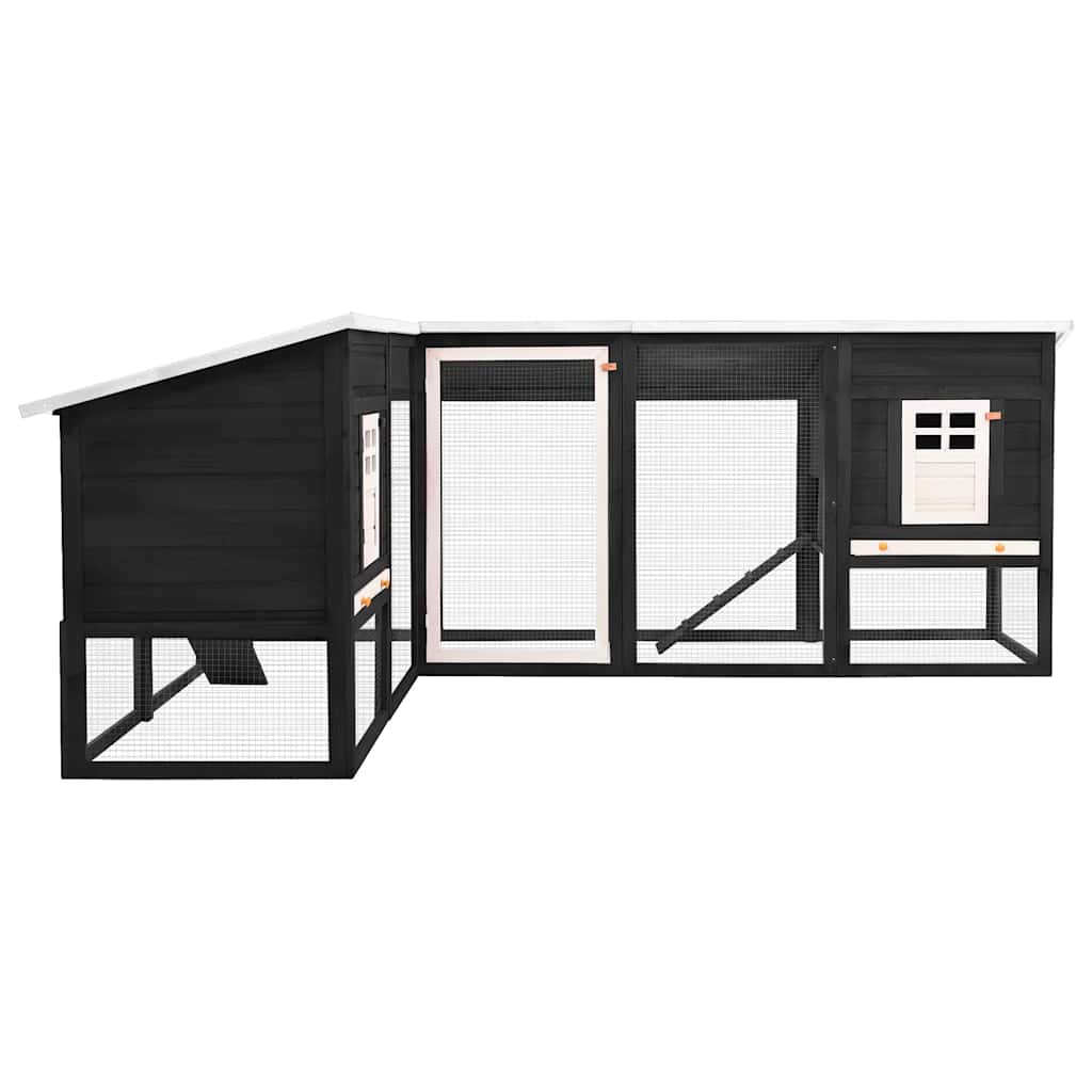 Conejera de exterior con corredor madera de abeto gris y blanco