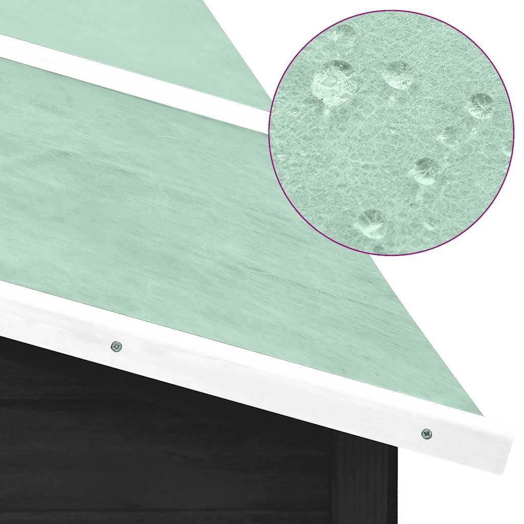 Conejera de exterior con corredor madera de abeto gris y blanco