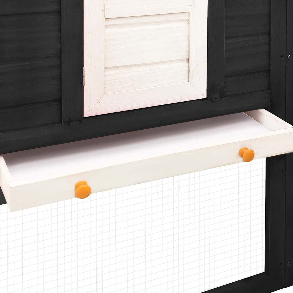 Conejera de exterior con corredor madera de abeto gris y blanco