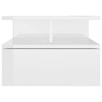 Mesita de noche flotante 2 uds madera blanco brillo 40x31x27 cm
