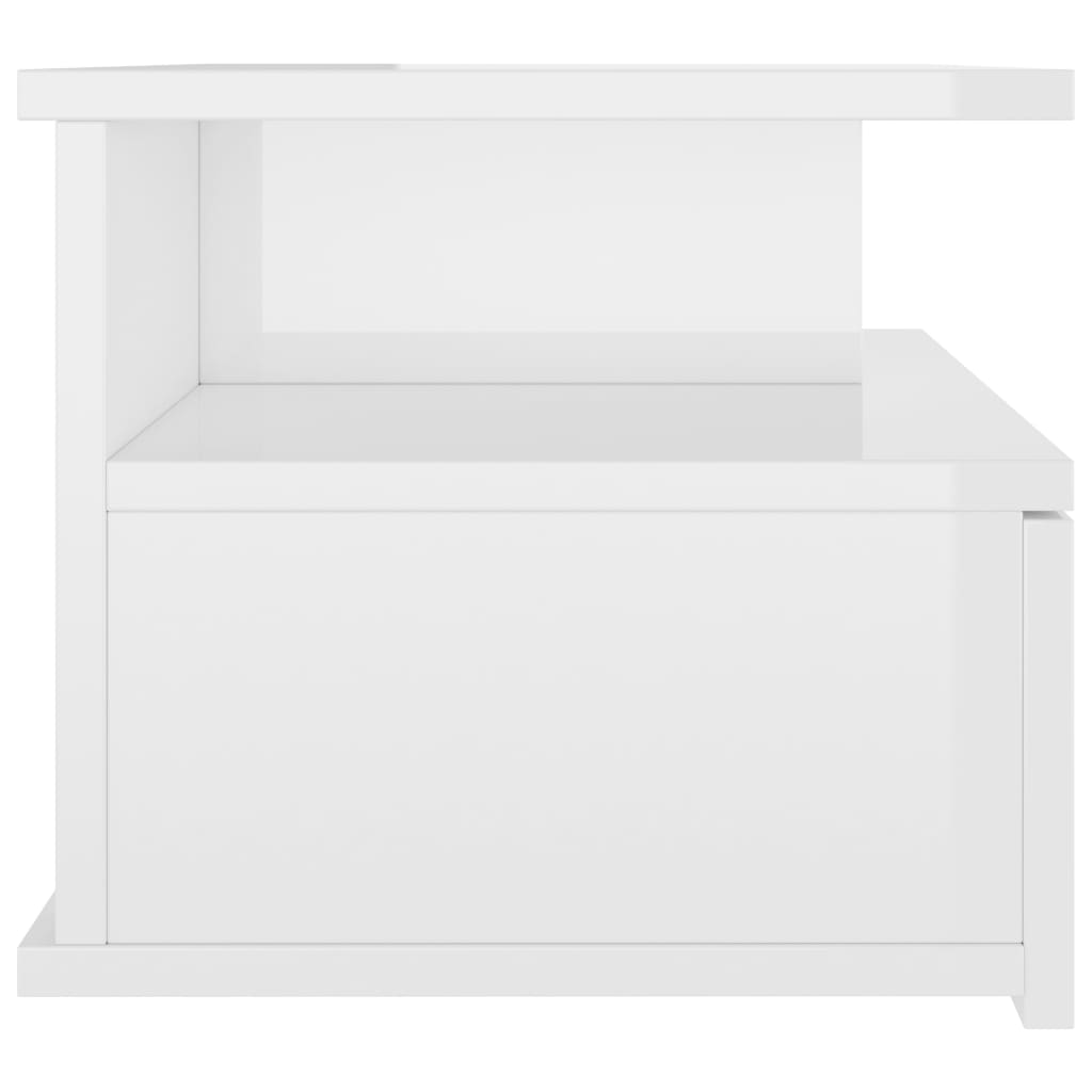 Mesita de noche flotante 2 uds madera blanco brillo 40x31x27 cm
