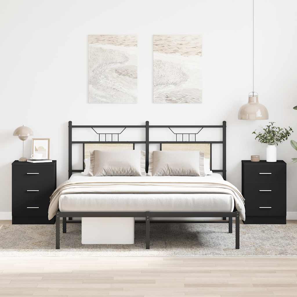 Mesita de noche madera contrachapada roble ahumado 40x30x40 cm