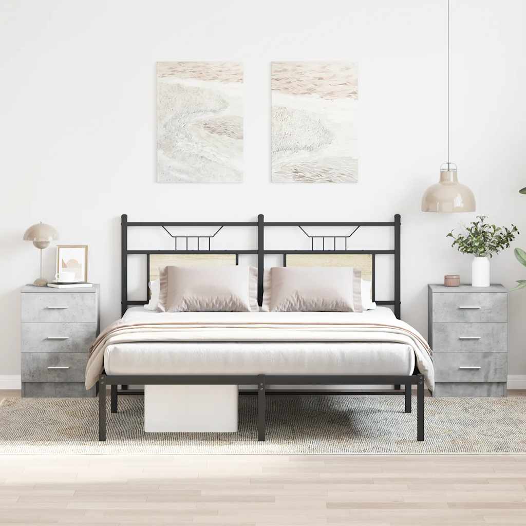 Mesita de noche madera contrachapada roble ahumado 40x30x40 cm