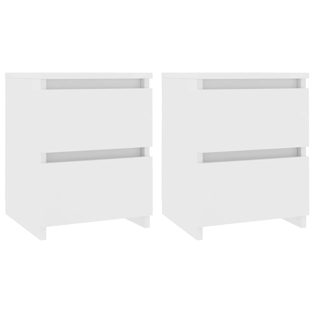 Mesitas de noche 2 uds madera contrachapada blanco 30x30x40 cm