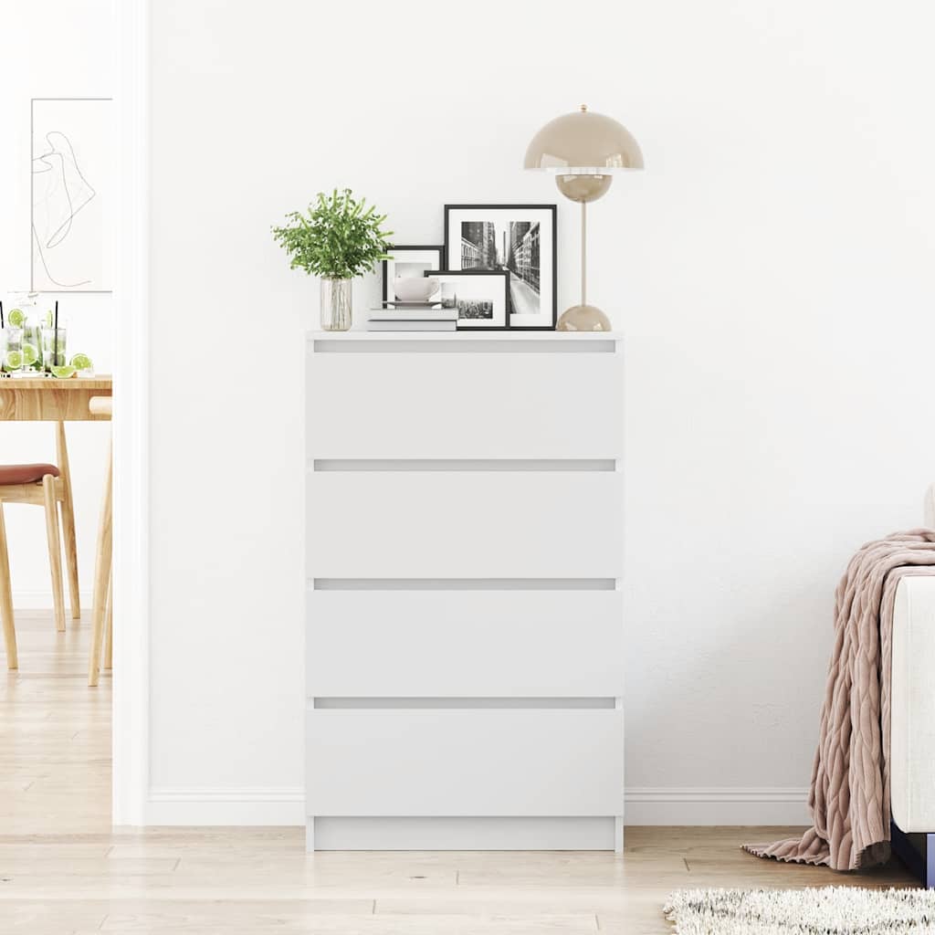 Aparador de madera contrachapada blanco 60x35x98,5 cm