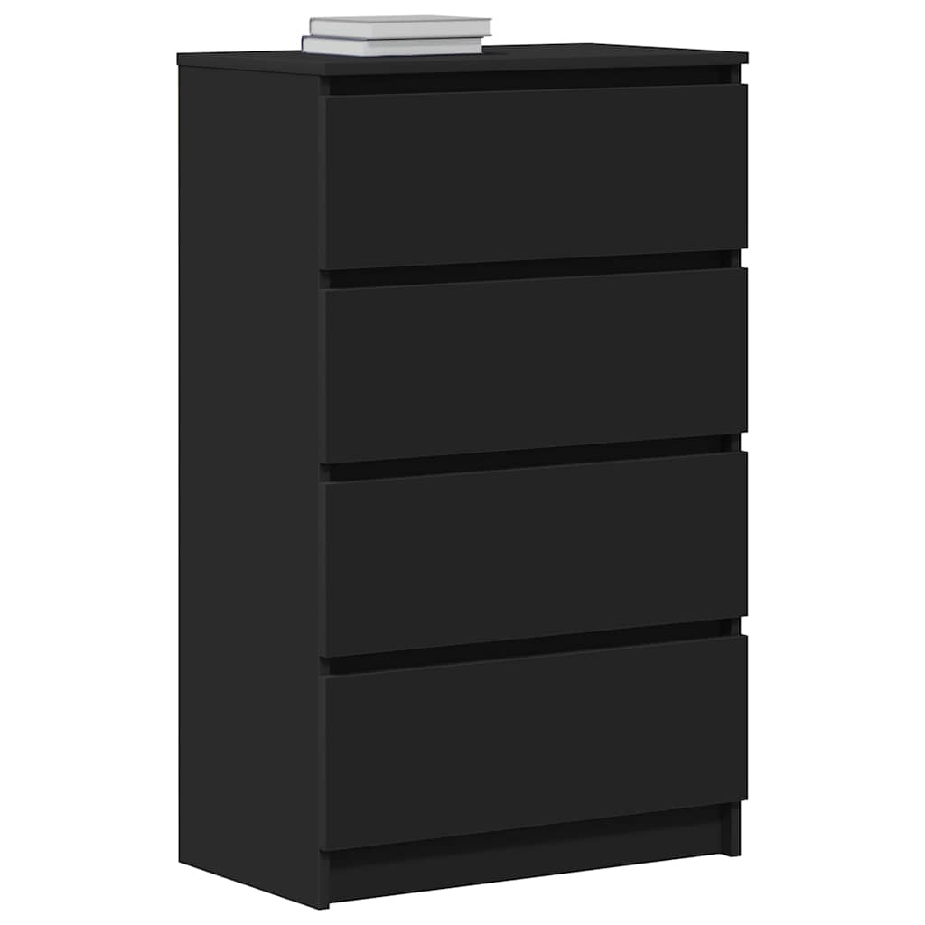 Aparador de madera contrachapada negro 60x35x98,5 cm