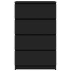 Aparador de madera contrachapada negro 60x35x98,5 cm