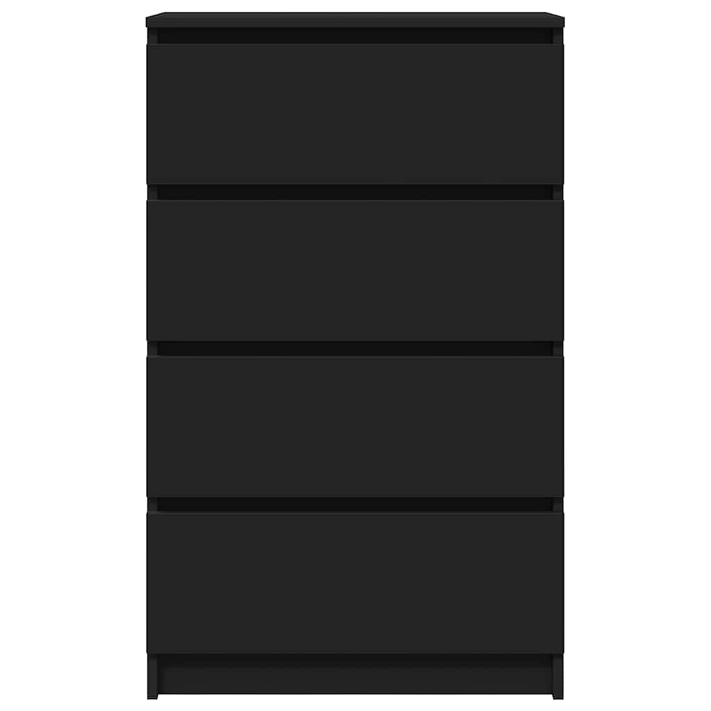 Aparador de madera contrachapada negro 60x35x98,5 cm
