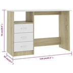 Escritorio cajones aglomerado blanco roble Sonoma 110x50x76 cm