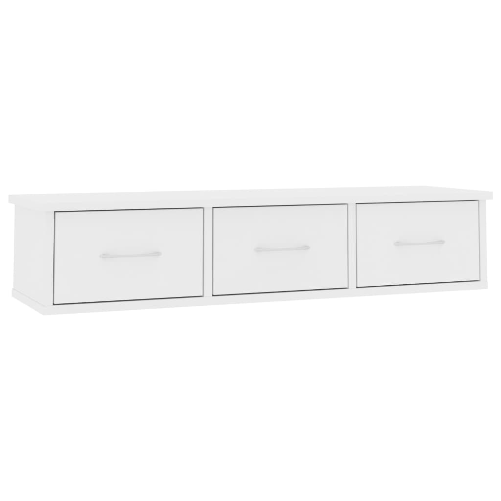 Estante cajones para pared contrachapada blanco 88x26x18,5 cm