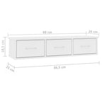 Estante cajones para pared contrachapada blanco 88x26x18,5 cm