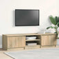 Mueble TV madera contrachapada blanco brillante 140x40x35,5cm