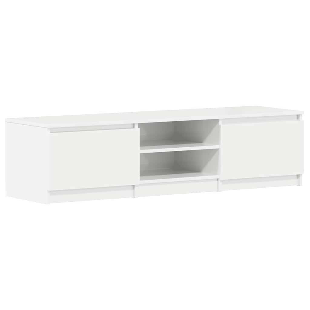 Mueble TV madera contrachapada blanco brillante 140x40x35,5cm