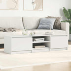 Mueble TV madera contrachapada blanco brillante 140x40x35,5cm