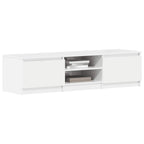 Mueble TV madera contrachapada blanco brillante 140x40x35,5cm