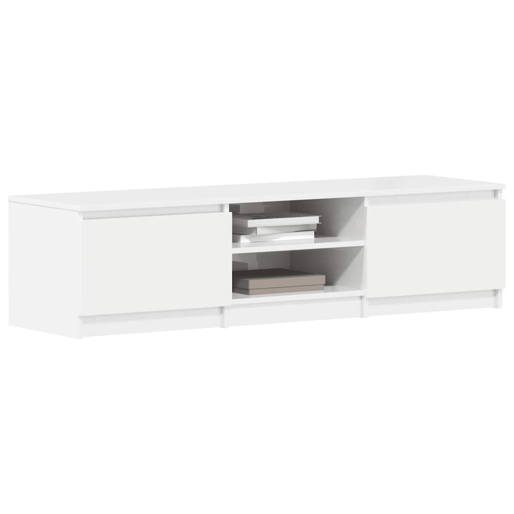 Mueble TV madera contrachapada blanco brillante 140x40x35,5cm