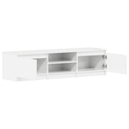 Mueble TV madera contrachapada blanco brillante 140x40x35,5cm