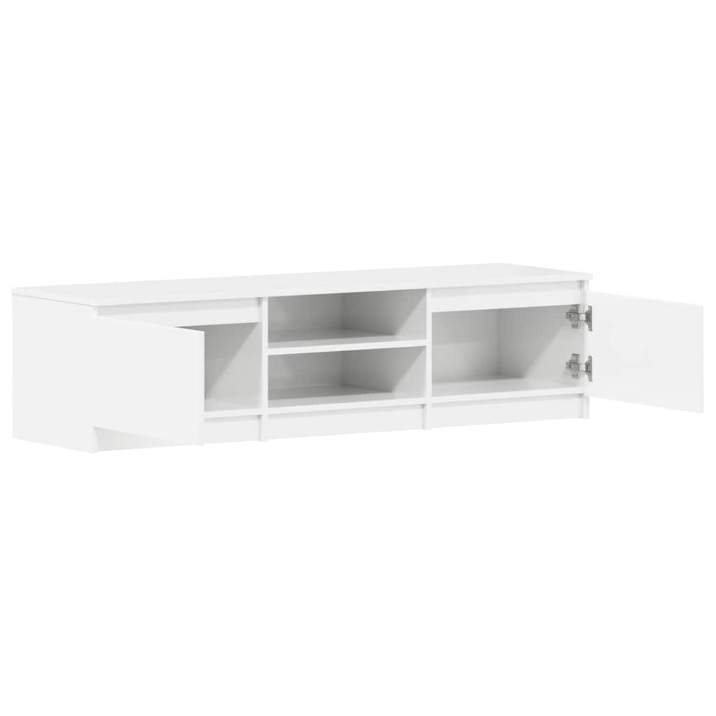 Mueble TV madera contrachapada blanco brillante 140x40x35,5cm